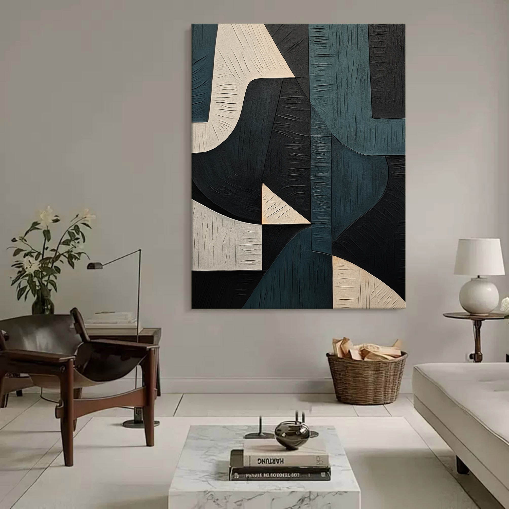 Dark Green Abstract Wabi-Sabi Wall Art #TX001