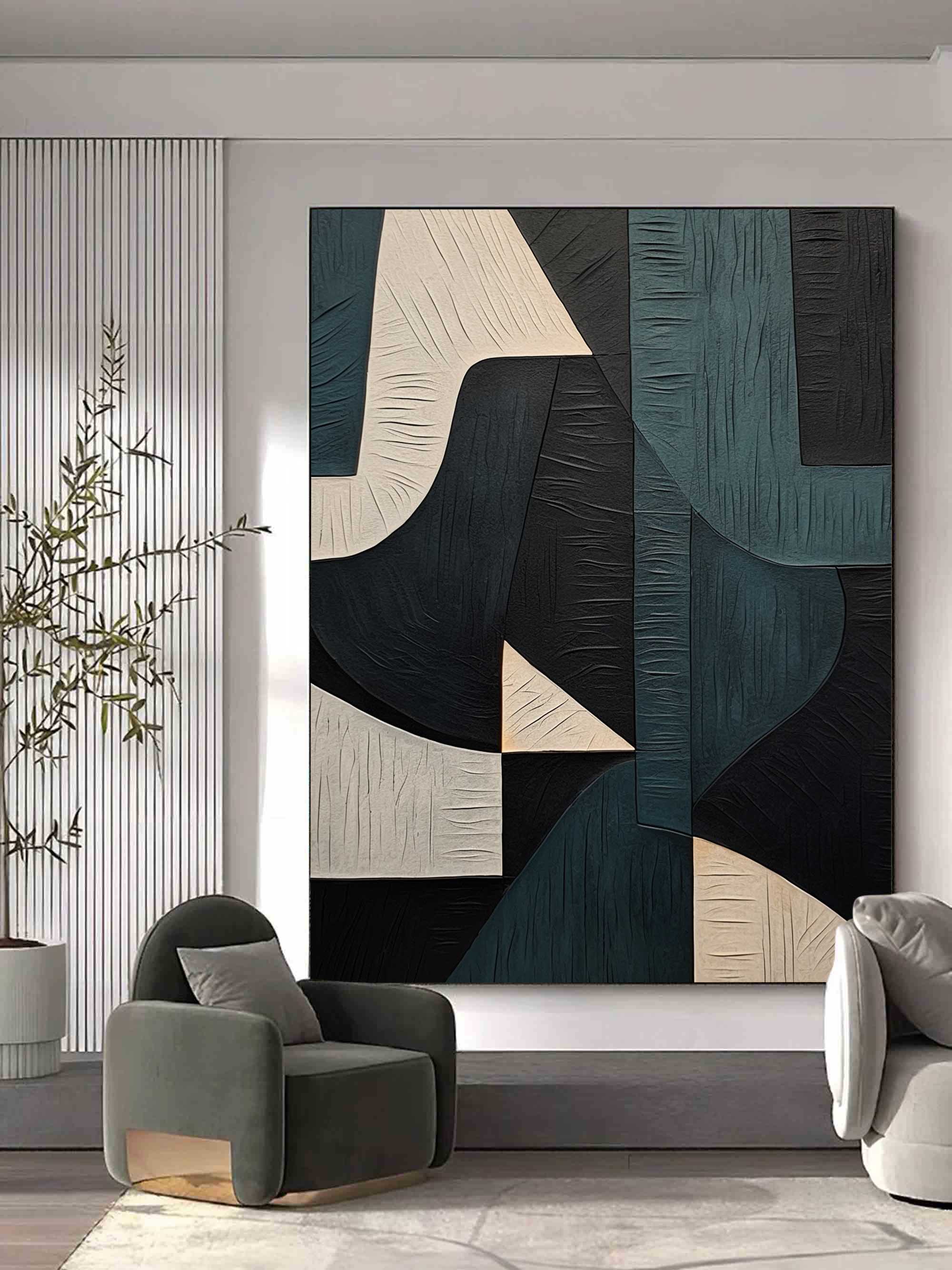 Dark Green Abstract Wabi-Sabi Wall Art #TX001