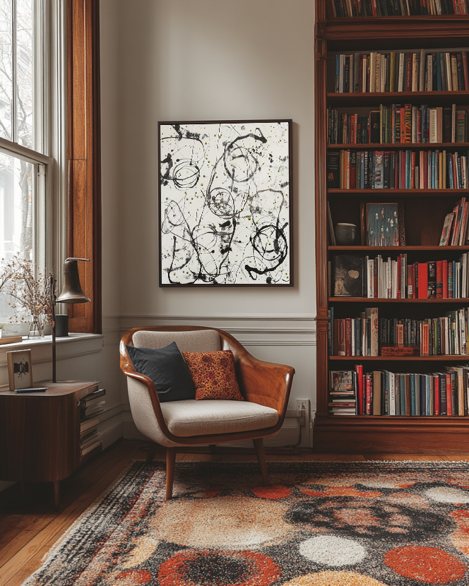 Black and White Pollock Art #BAWP001