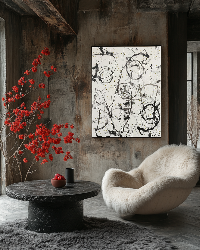 Black and White Pollock Art #BAWP001